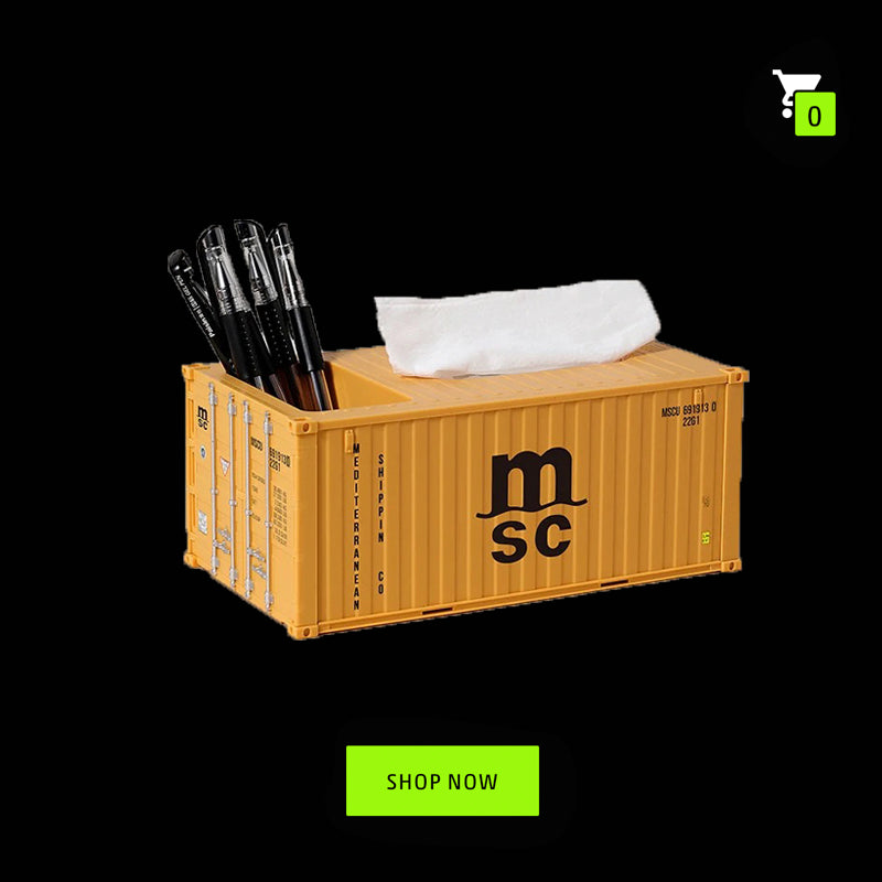 Container Tissue Box with Pen Holder